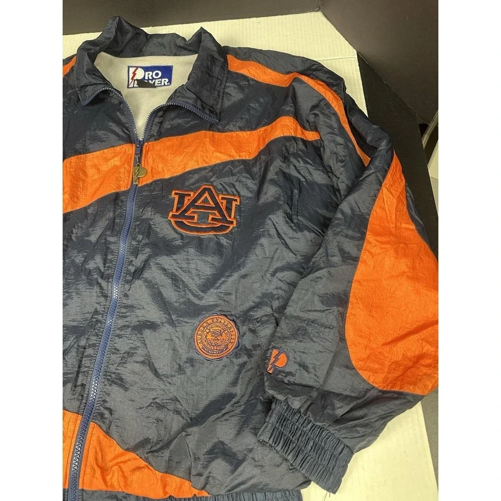 Vintage Auburn Tigers Pro Player Swirl Colorblock Windbreaker Jacket Medium